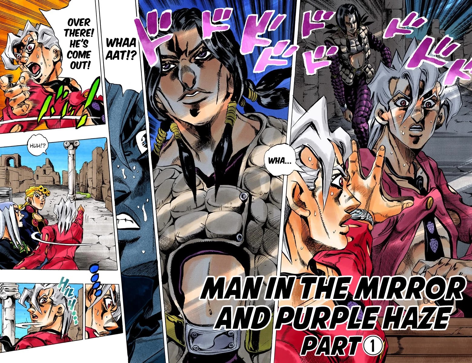 JoJo's Bizarre Adventure Part 5 - Vento Aureo (Official Colored) Chapter 40 page 3 - Chapter 40: Man in the Mirror and Purple Haze Part 1