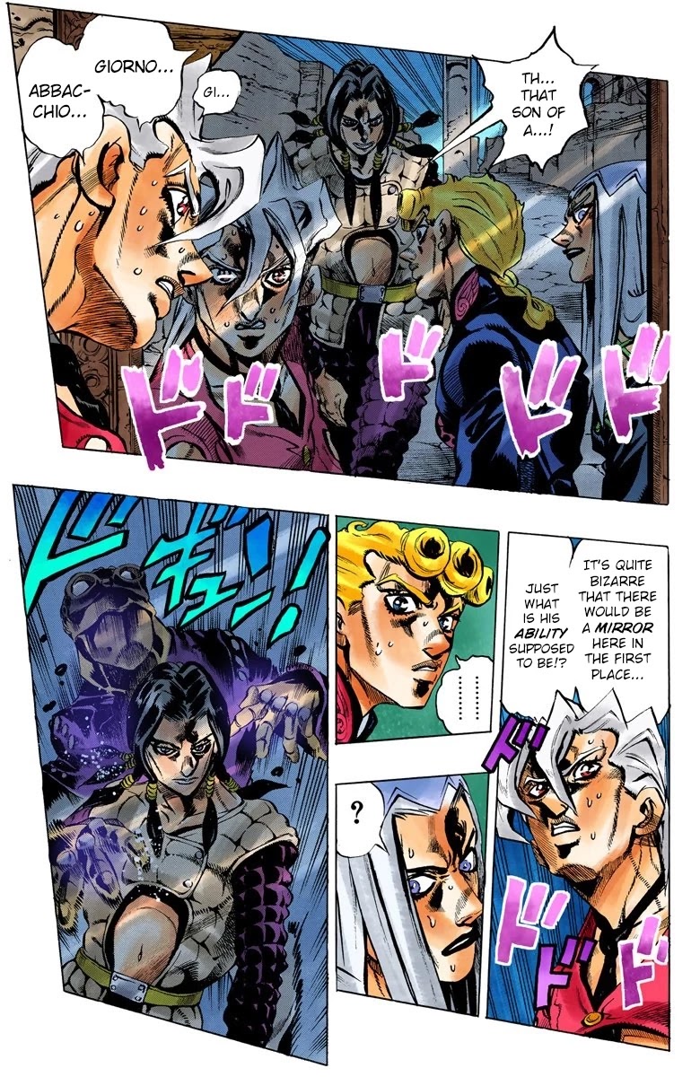 JoJo's Bizarre Adventure Part 5 - Vento Aureo (Official Colored) Chapter 40 page 5 - Chapter 40: Man in the Mirror and Purple Haze Part 1