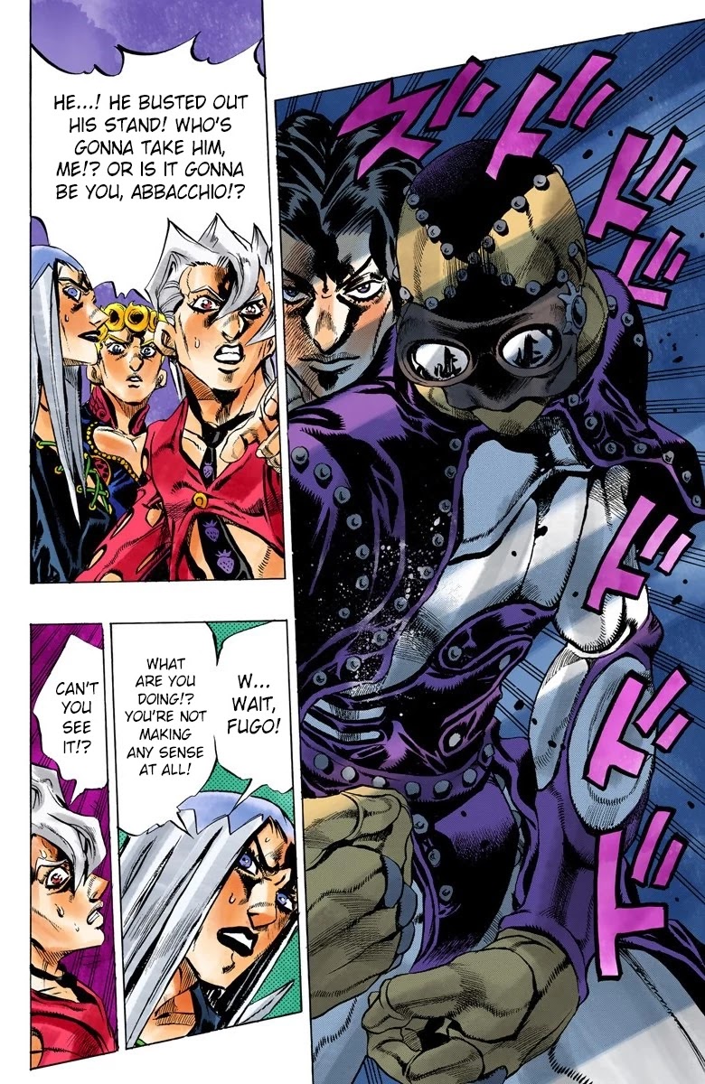 JoJo's Bizarre Adventure Part 5 - Vento Aureo (Official Colored) Chapter 40 page 6 - Chapter 40: Man in the Mirror and Purple Haze Part 1