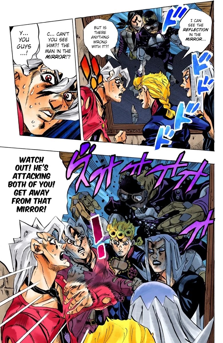 JoJo's Bizarre Adventure Part 5 - Vento Aureo (Official Colored) Chapter 40 page 7 - Chapter 40: Man in the Mirror and Purple Haze Part 1