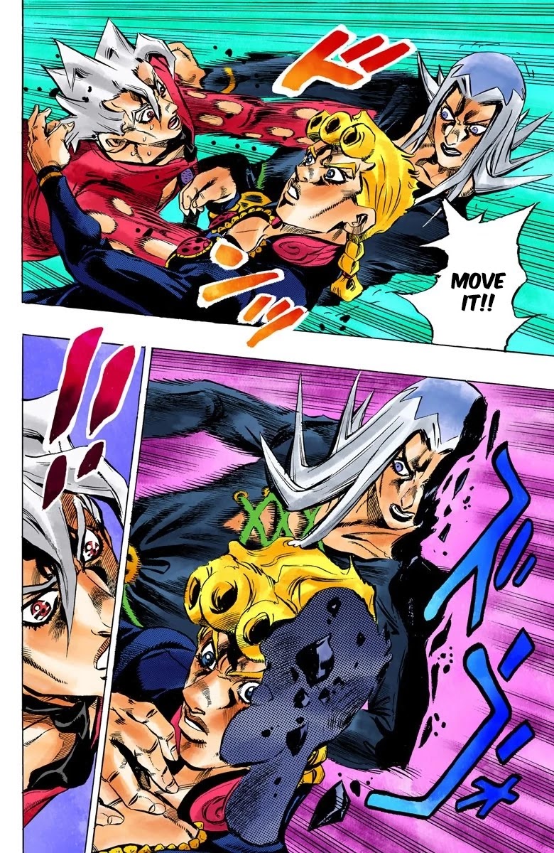 JoJo's Bizarre Adventure Part 5 - Vento Aureo (Official Colored) Chapter 40 page 8 - Chapter 40: Man in the Mirror and Purple Haze Part 1