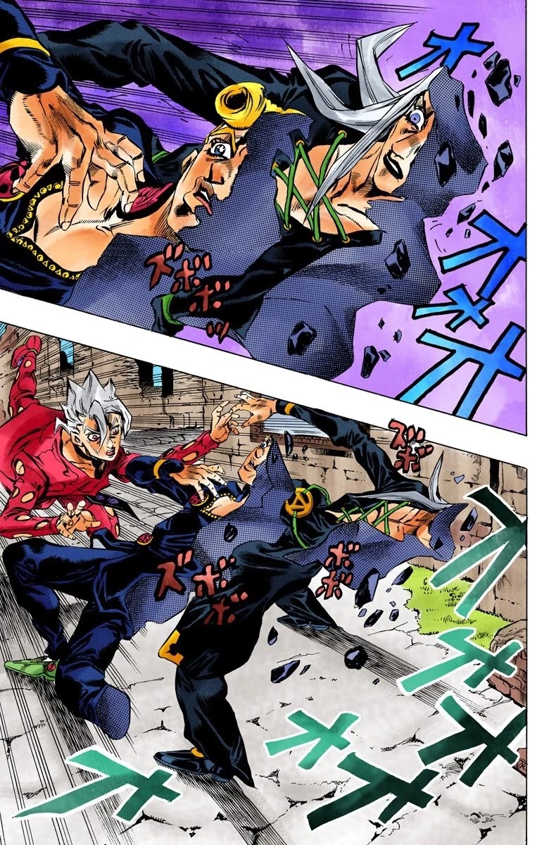 JoJo's Bizarre Adventure Part 5 - Vento Aureo (Official Colored) Chapter 40 page 9 - Chapter 40: Man in the Mirror and Purple Haze Part 1