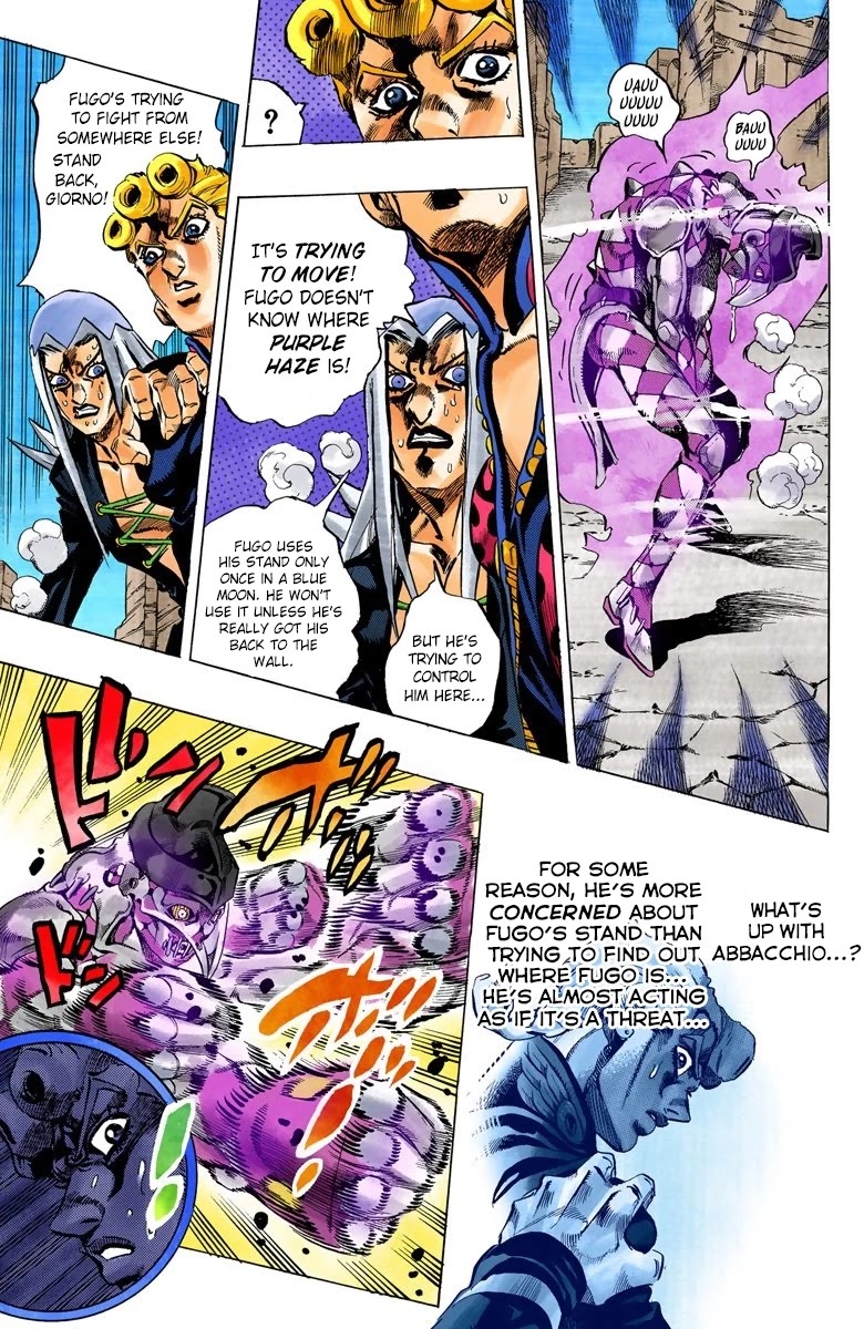 JoJo's Bizarre Adventure Part 5 - Vento Aureo (Official Colored) Chapter 41 page 12 - Chapter 41: Man in the Mirror and Purple Haze Part 2