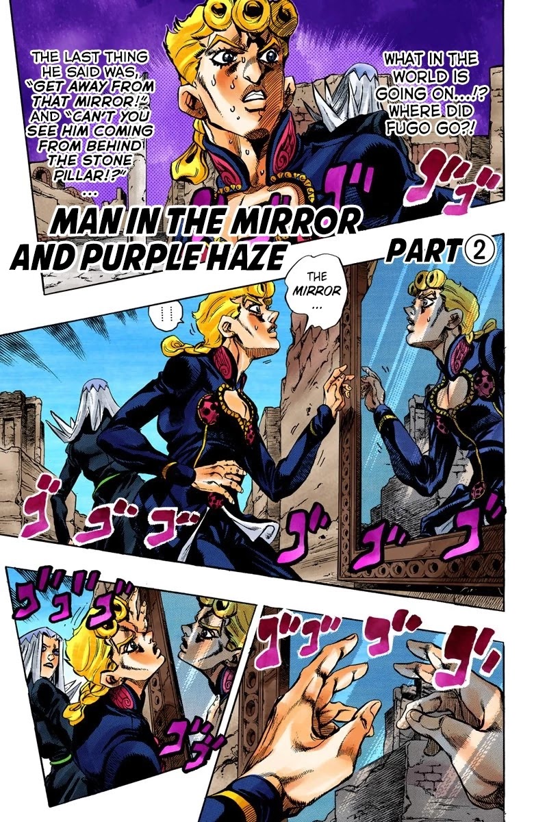 JoJo's Bizarre Adventure Part 5 - Vento Aureo (Official Colored) Chapter 41 page 2 - Chapter 41: Man in the Mirror and Purple Haze Part 2