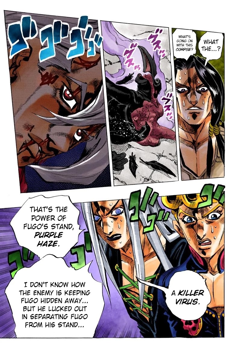 JoJo's Bizarre Adventure Part 5 - Vento Aureo (Official Colored) Chapter 41 page 20 - Chapter 41: Man in the Mirror and Purple Haze Part 2