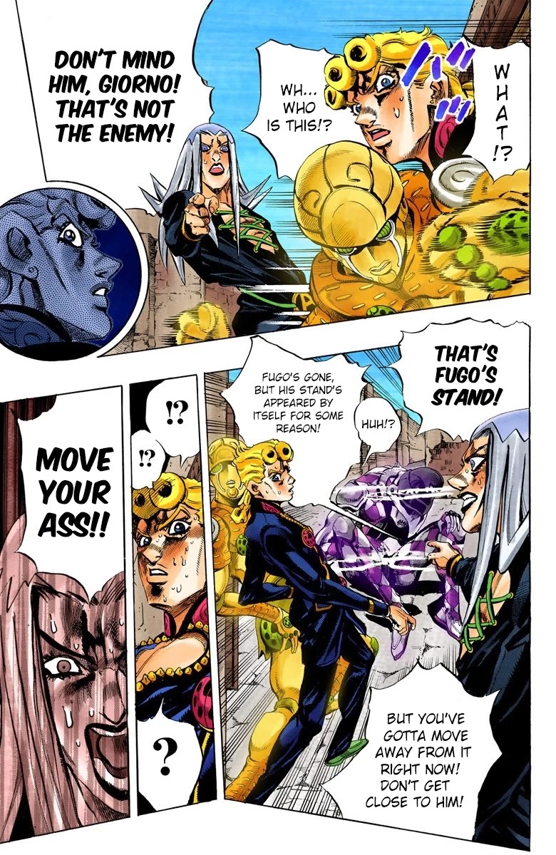 JoJo's Bizarre Adventure Part 5 - Vento Aureo (Official Colored) Chapter 41 page 6 - Chapter 41: Man in the Mirror and Purple Haze Part 2