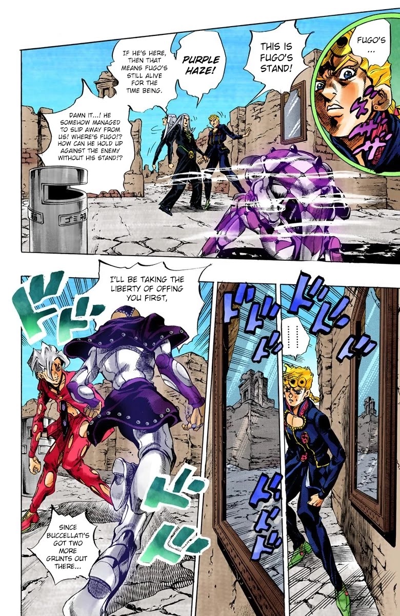 JoJo's Bizarre Adventure Part 5 - Vento Aureo (Official Colored) Chapter 41 page 7 - Chapter 41: Man in the Mirror and Purple Haze Part 2