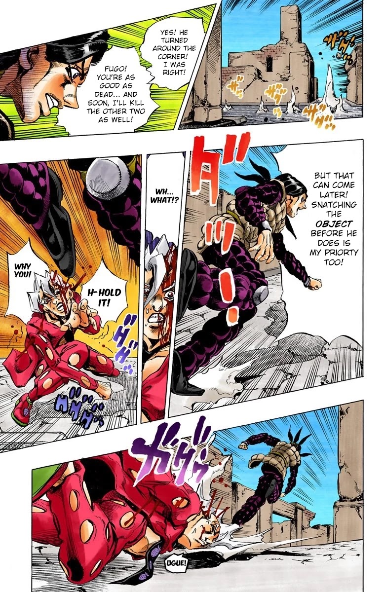 JoJo's Bizarre Adventure Part 5 - Vento Aureo (Official Colored) Chapter 42 page 15 - Chapter 42: Man in the Mirror and Purple Haze Part 3