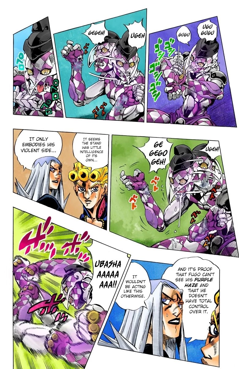 JoJo's Bizarre Adventure Part 5 - Vento Aureo (Official Colored) Chapter 42 page 6 - Chapter 42: Man in the Mirror and Purple Haze Part 3