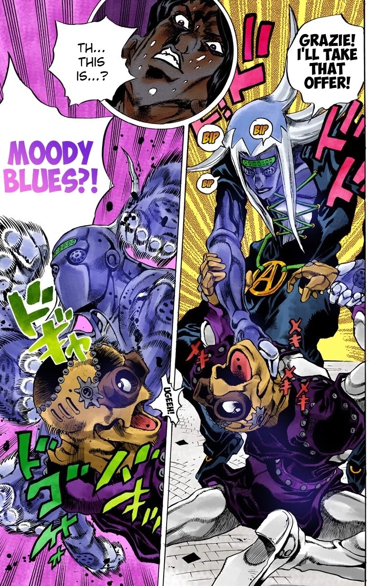 JoJo's Bizarre Adventure Part 5 - Vento Aureo (Official Colored) Chapter 43 page 11 - Chapter 43: Man in the Mirror and Purple Haze Part 4