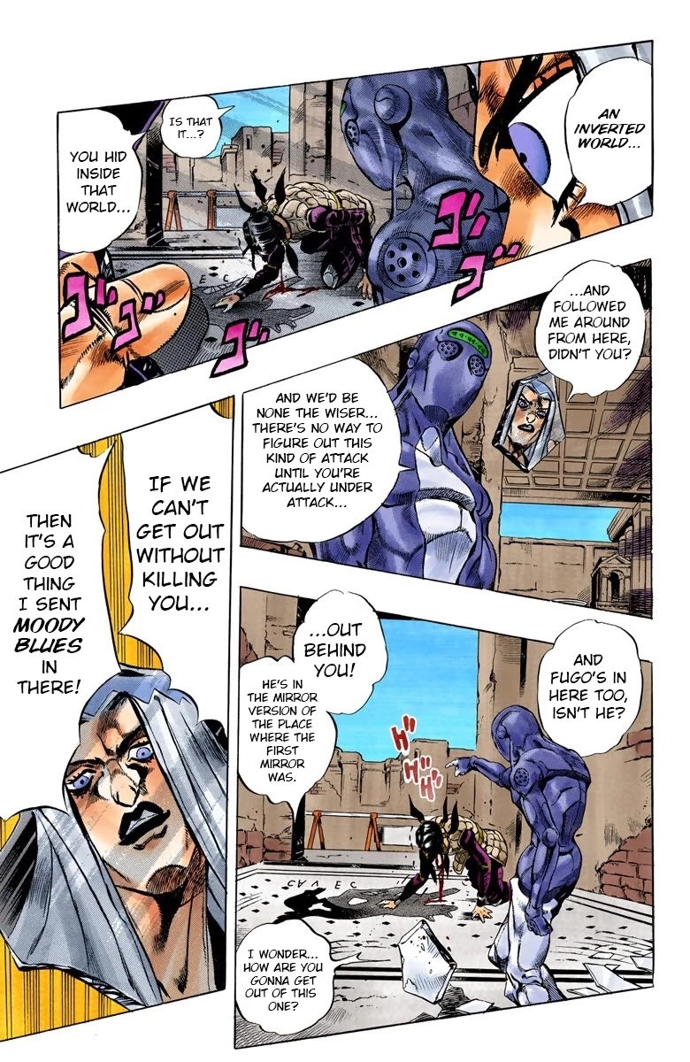 JoJo's Bizarre Adventure Part 5 - Vento Aureo (Official Colored) Chapter 43 page 13 - Chapter 43: Man in the Mirror and Purple Haze Part 4