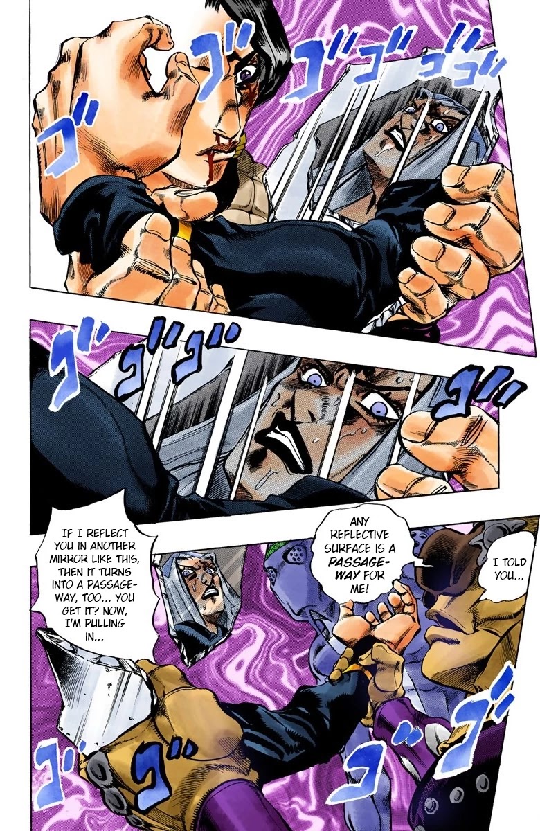 JoJo's Bizarre Adventure Part 5 - Vento Aureo (Official Colored) Chapter 43 page 18 - Chapter 43: Man in the Mirror and Purple Haze Part 4