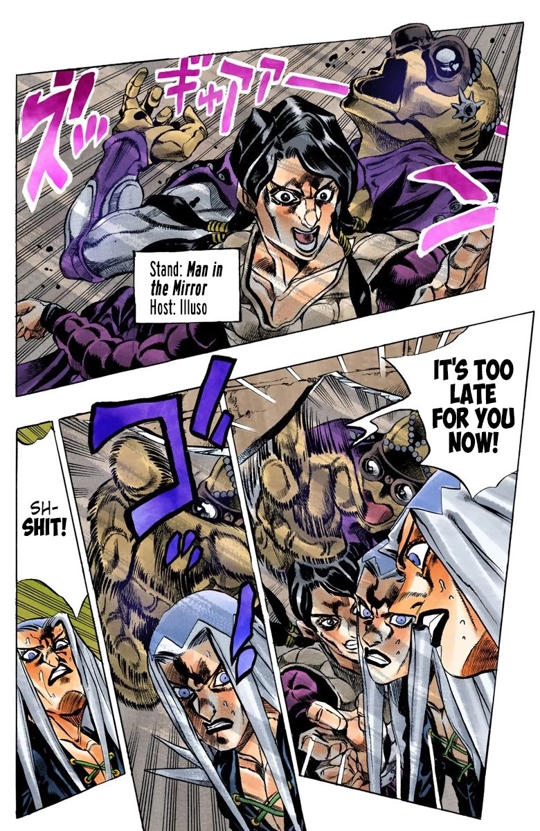 JoJo's Bizarre Adventure Part 5 - Vento Aureo (Official Colored) Chapter 43 page 4 - Chapter 43: Man in the Mirror and Purple Haze Part 4
