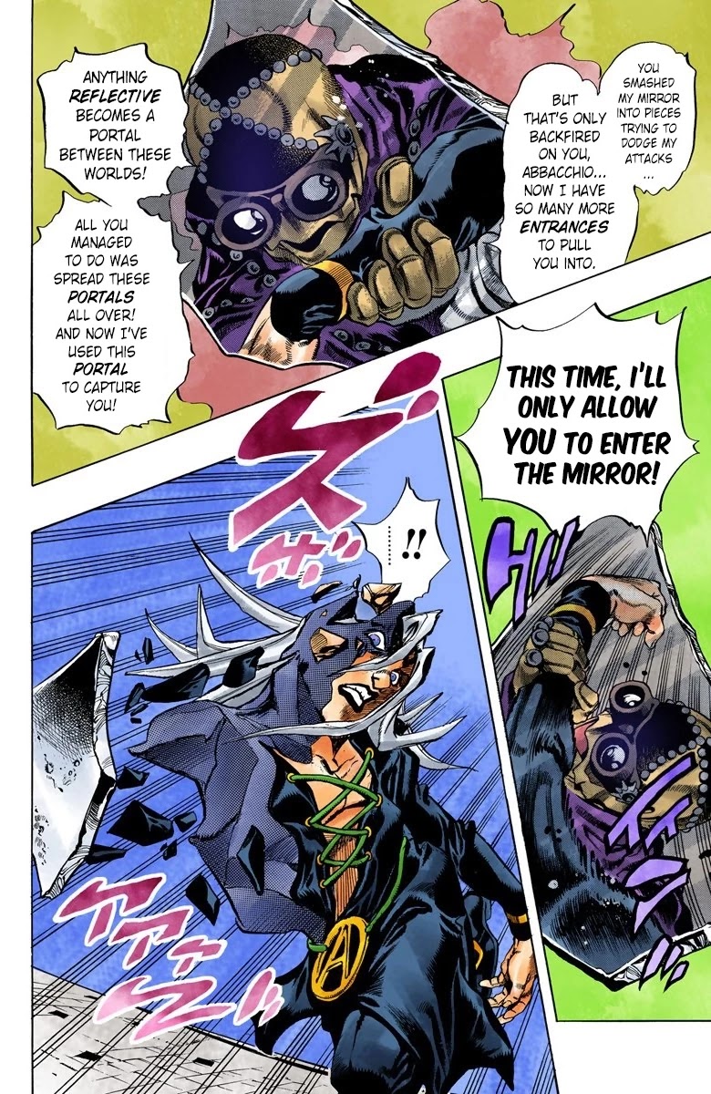 JoJo's Bizarre Adventure Part 5 - Vento Aureo (Official Colored) Chapter 43 page 8 - Chapter 43: Man in the Mirror and Purple Haze Part 4