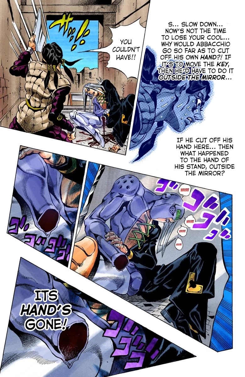 JoJo's Bizarre Adventure Part 5 - Vento Aureo (Official Colored) Chapter 44 page 10 - Chapter 44: Man in the Mirror and Purple Haze Part 5
