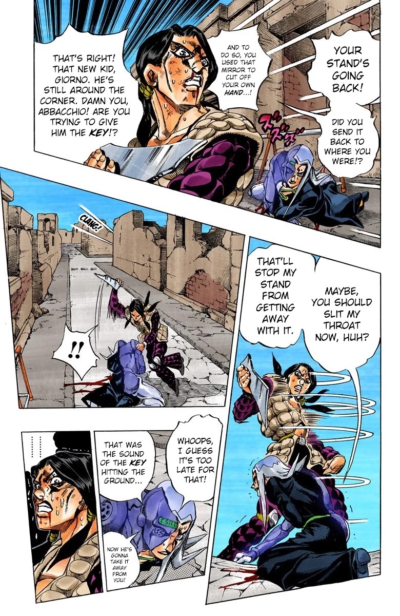 JoJo's Bizarre Adventure Part 5 - Vento Aureo (Official Colored) Chapter 44 page 12 - Chapter 44: Man in the Mirror and Purple Haze Part 5