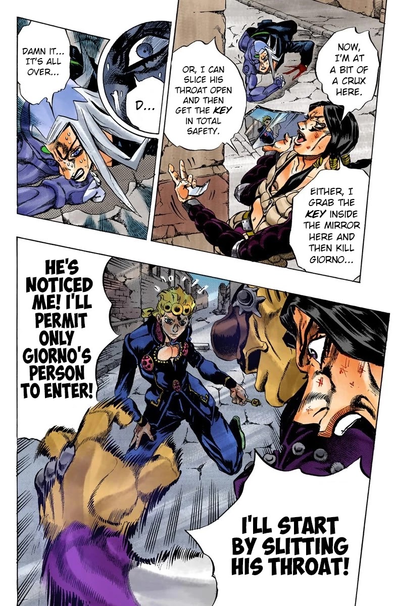 JoJo's Bizarre Adventure Part 5 - Vento Aureo (Official Colored) Chapter 44 page 17 - Chapter 44: Man in the Mirror and Purple Haze Part 5