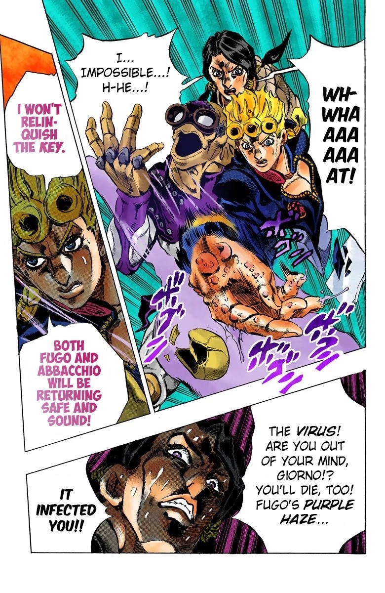 JoJo's Bizarre Adventure Part 5 - Vento Aureo (Official Colored) Chapter 44 page 20 - Chapter 44: Man in the Mirror and Purple Haze Part 5