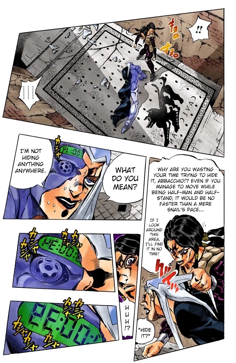 JoJo's Bizarre Adventure Part 5 - Vento Aureo (Official Colored) Chapter 44 page 6 - Chapter 44: Man in the Mirror and Purple Haze Part 5