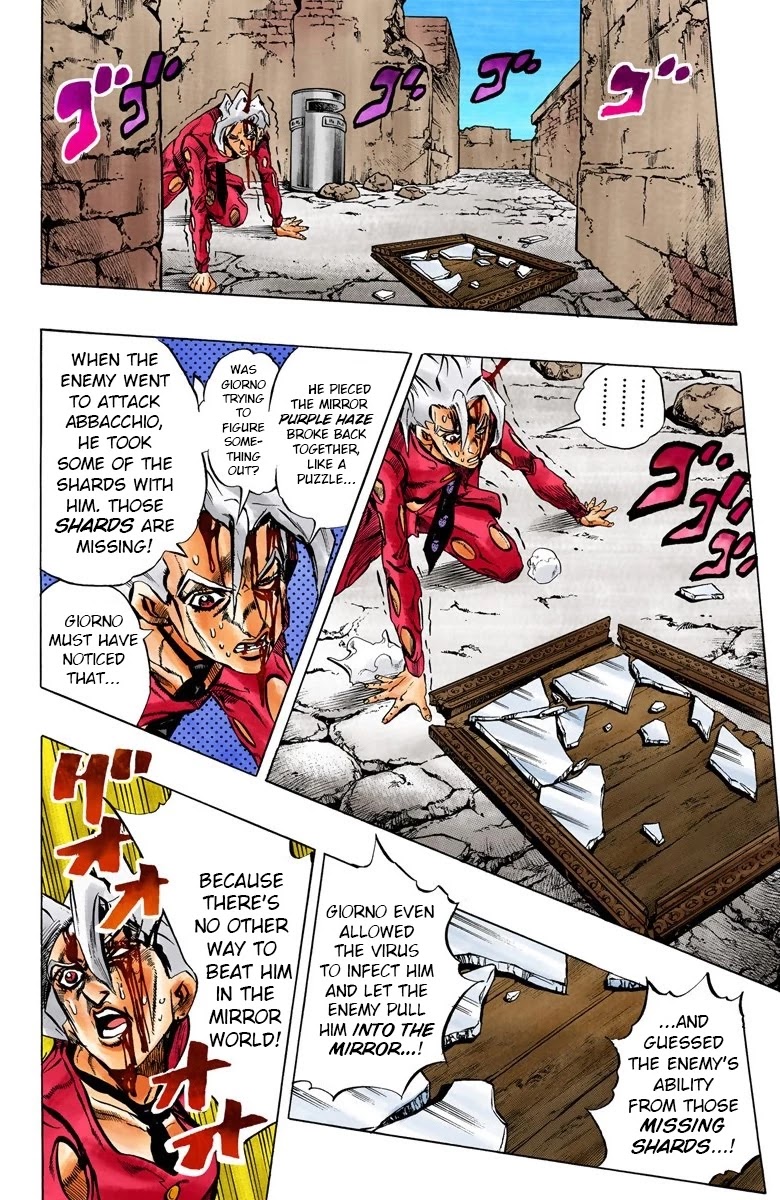 JoJo's Bizarre Adventure Part 5 - Vento Aureo (Official Colored) Chapter 45 page 11 - Chapter 45: Man in the Mirror and Purple Haze Part 6