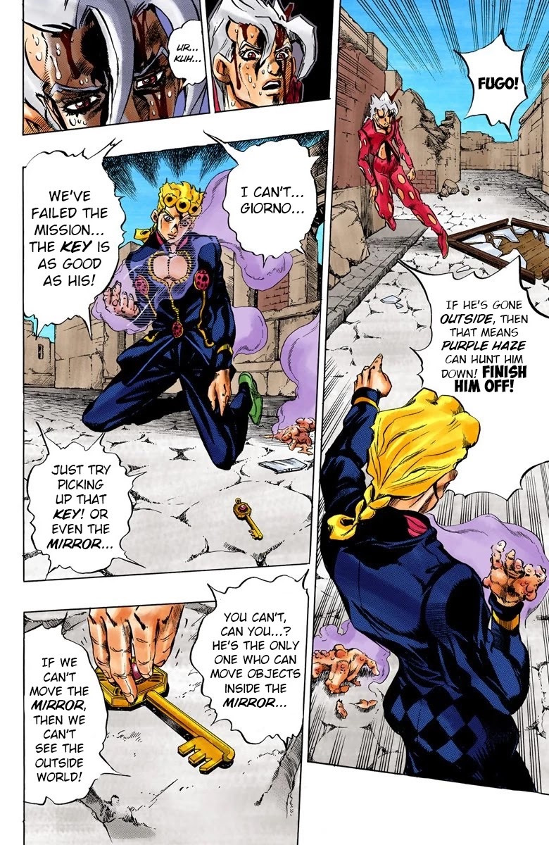 JoJo's Bizarre Adventure Part 5 - Vento Aureo (Official Colored) Chapter 45 page 17 - Chapter 45: Man in the Mirror and Purple Haze Part 6