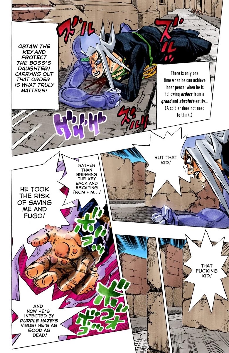 JoJo's Bizarre Adventure Part 5 - Vento Aureo (Official Colored) Chapter 45 page 9 - Chapter 45: Man in the Mirror and Purple Haze Part 6