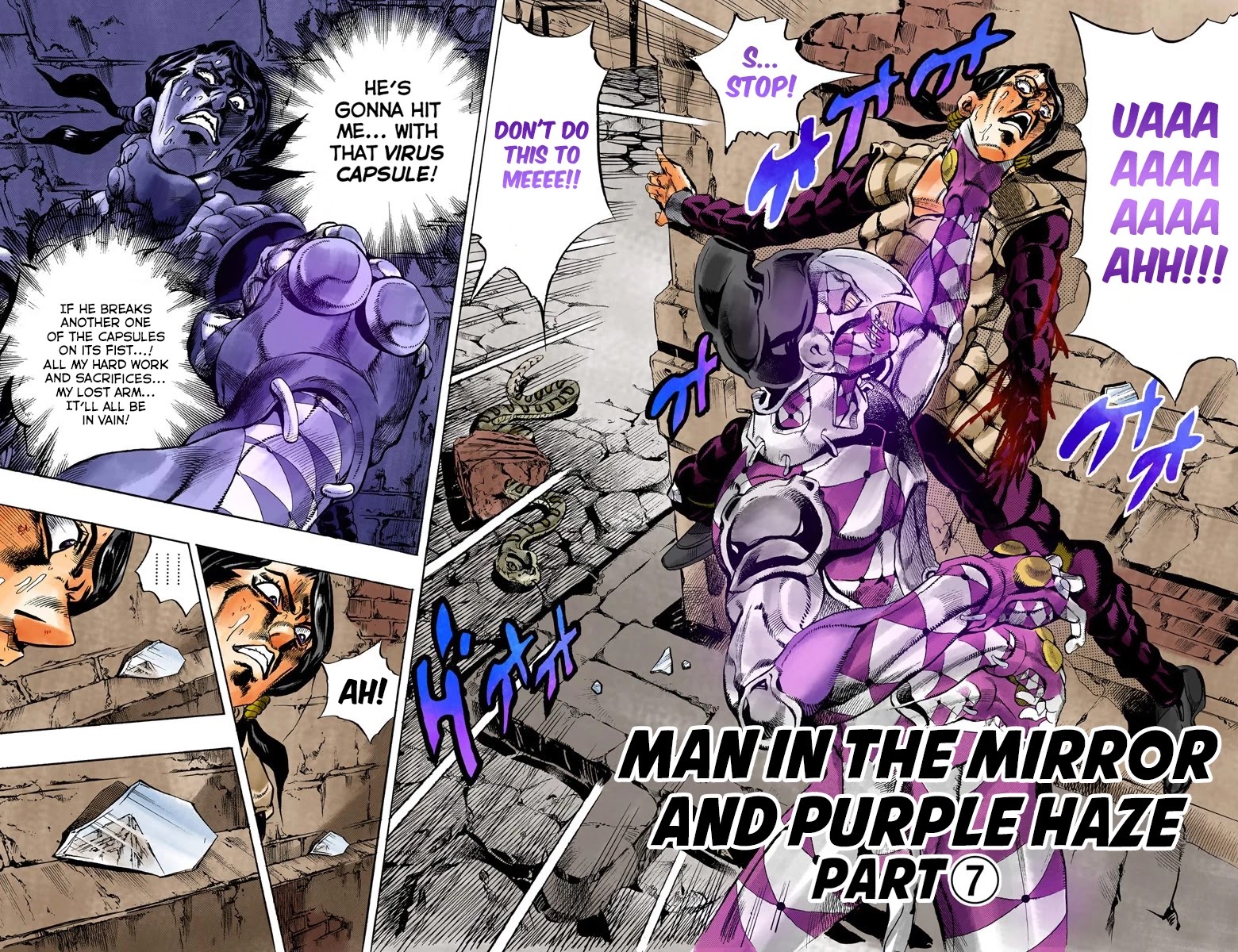 JoJo's Bizarre Adventure Part 5 - Vento Aureo (Official Colored) Chapter 46 page 1 - Chapter 46: Man in the Mirror and Purple Haze Part 7