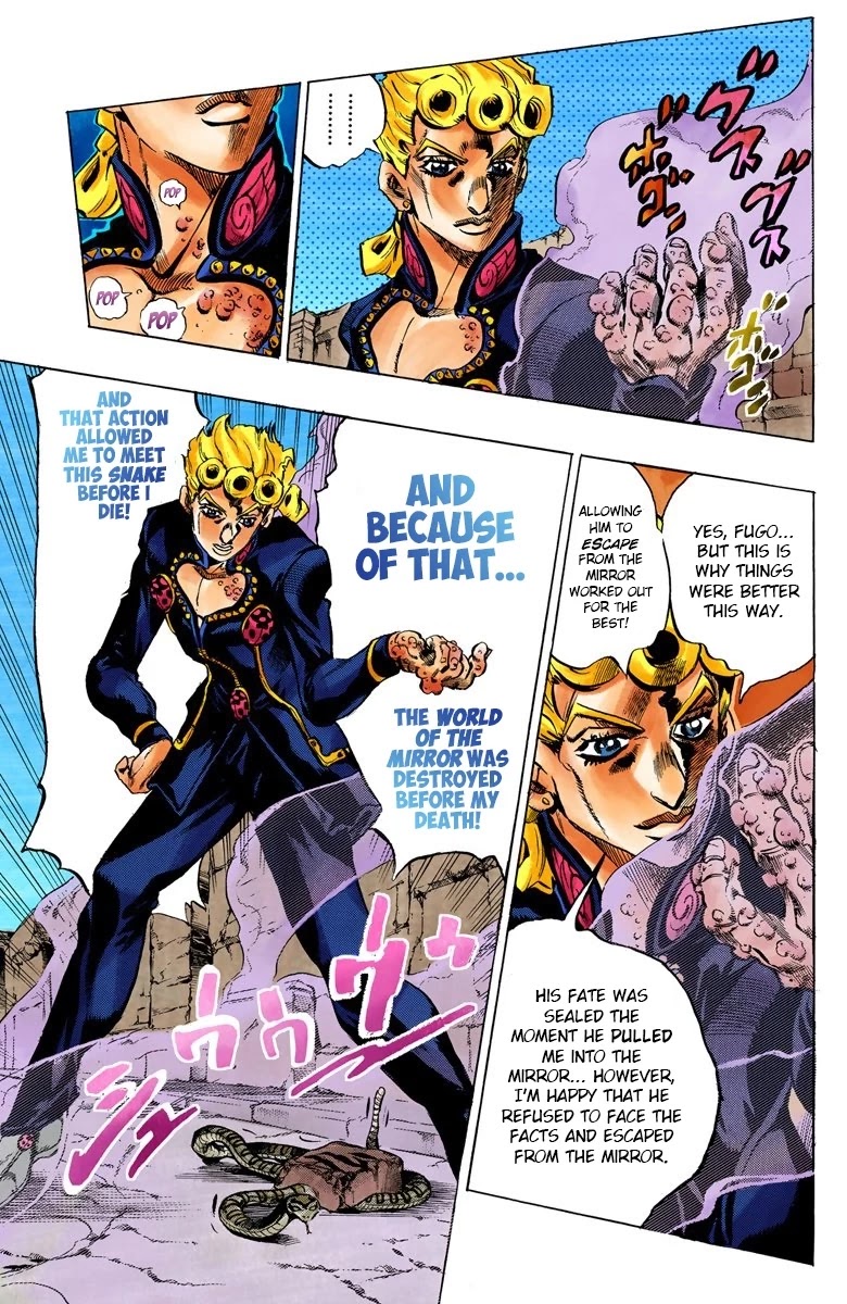 JoJo's Bizarre Adventure Part 5 - Vento Aureo (Official Colored) Chapter 46 page 11 - Chapter 46: Man in the Mirror and Purple Haze Part 7