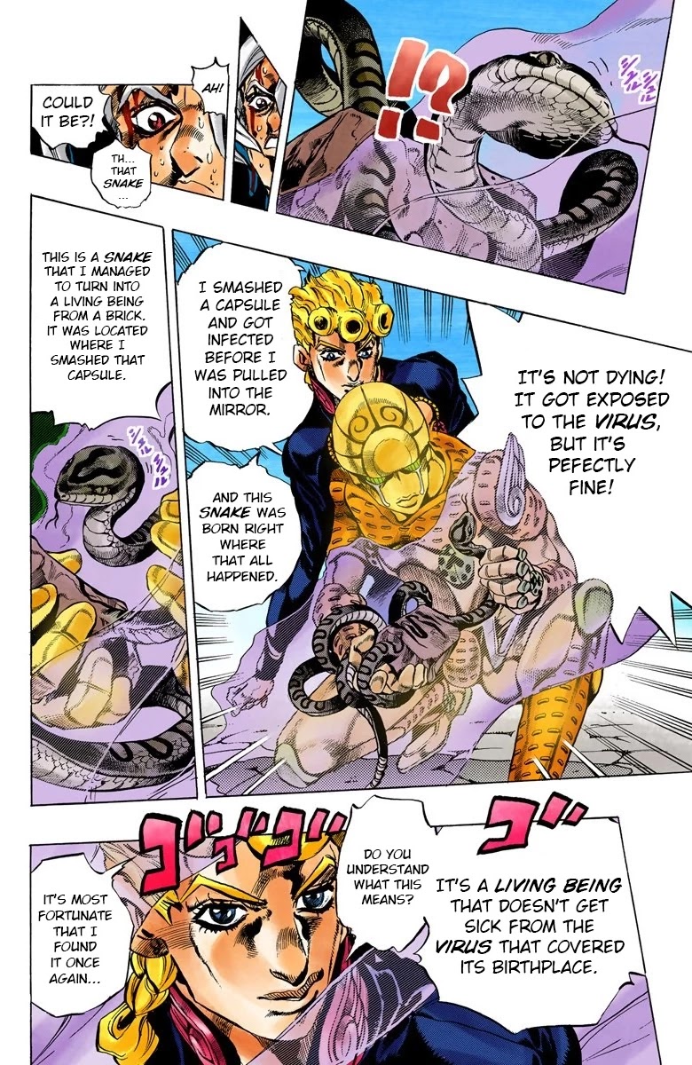 JoJo's Bizarre Adventure Part 5 - Vento Aureo (Official Colored) Chapter 46 page 12 - Chapter 46: Man in the Mirror and Purple Haze Part 7