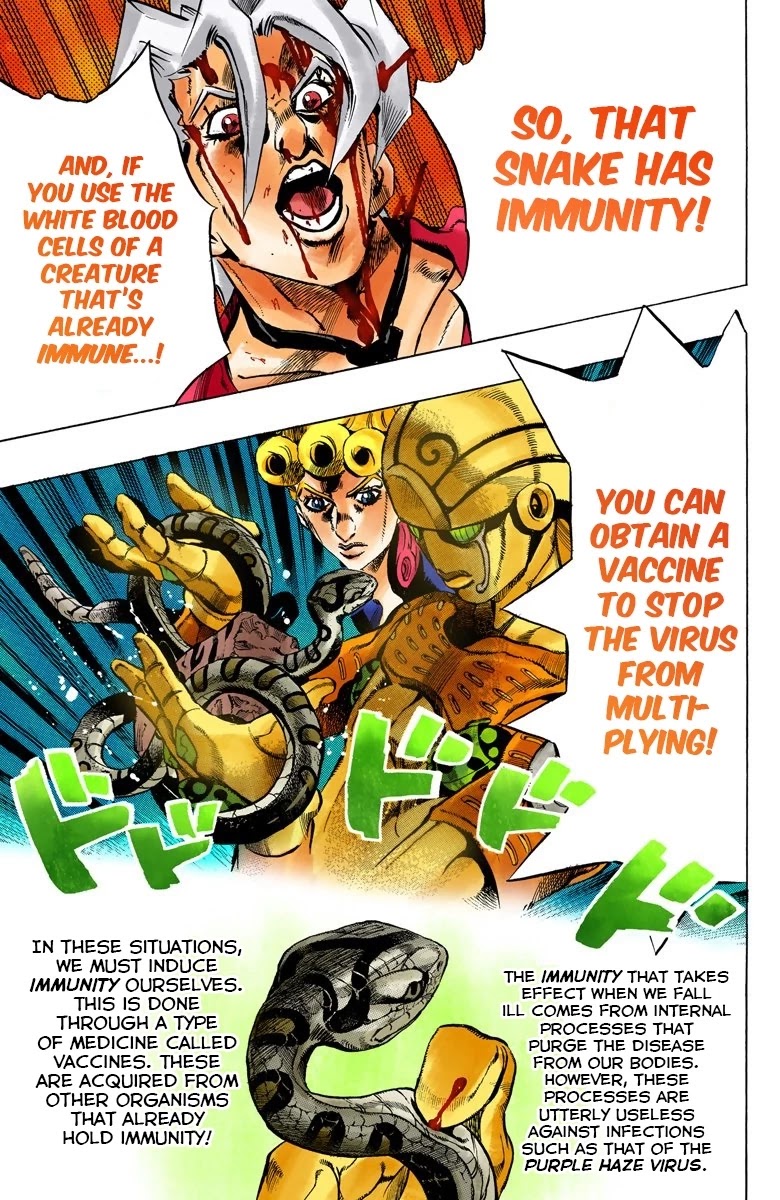 JoJo's Bizarre Adventure Part 5 - Vento Aureo (Official Colored) Chapter 46 page 13 - Chapter 46: Man in the Mirror and Purple Haze Part 7