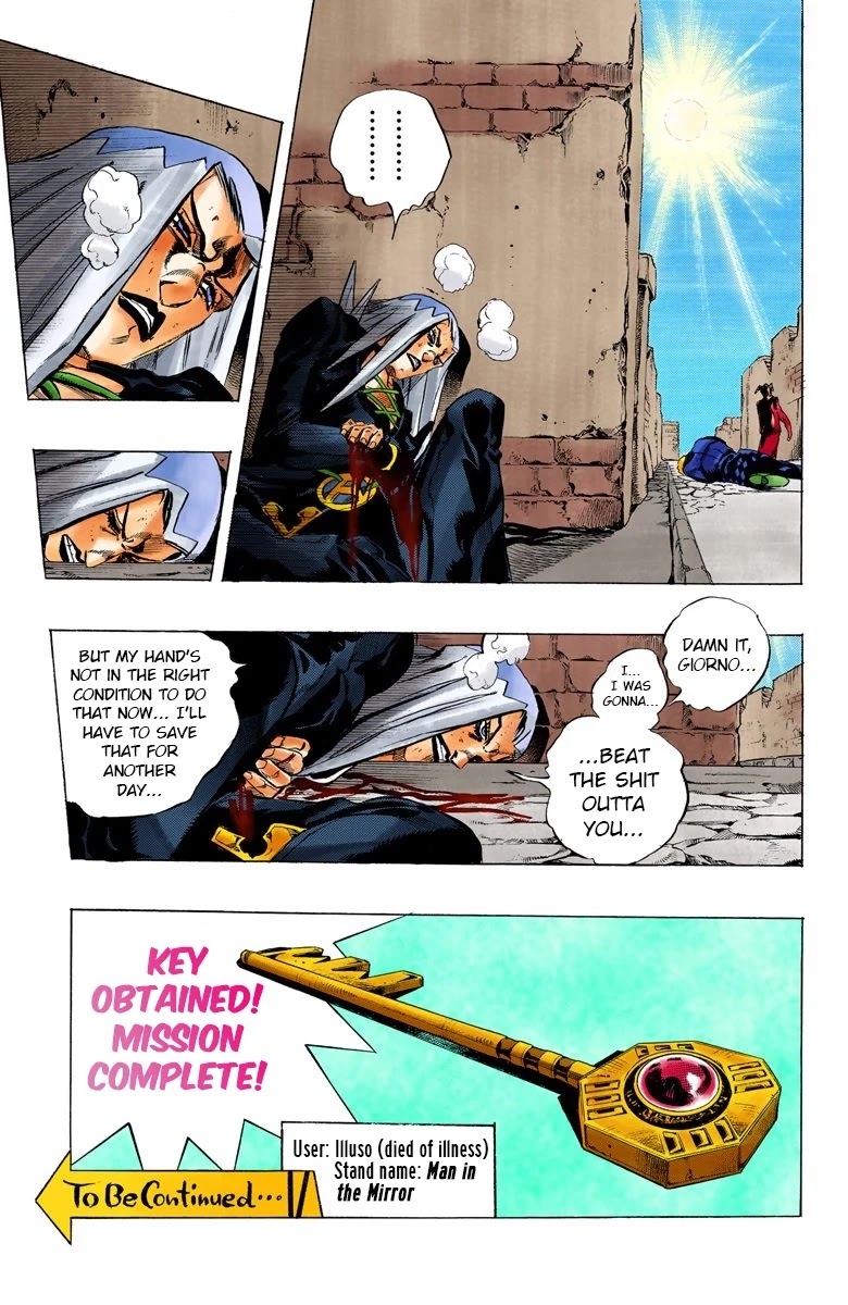 JoJo's Bizarre Adventure Part 5 - Vento Aureo (Official Colored) Chapter 46 page 17 - Chapter 46: Man in the Mirror and Purple Haze Part 7