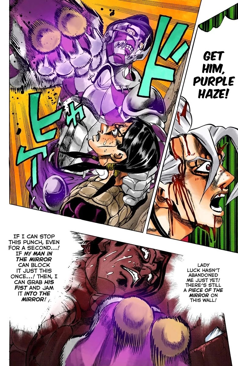 JoJo's Bizarre Adventure Part 5 - Vento Aureo (Official Colored) Chapter 46 page 2 - Chapter 46: Man in the Mirror and Purple Haze Part 7