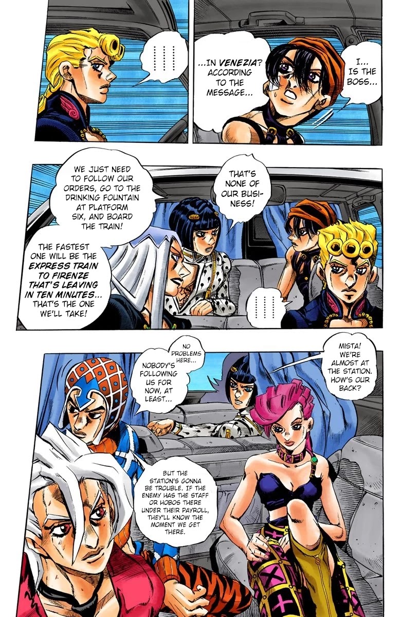 JoJo's Bizarre Adventure Part 5 - Vento Aureo (Official Colored) Chapter 47 page 6 - Chapter 47: The Firenze-Bound Super Express Part 1