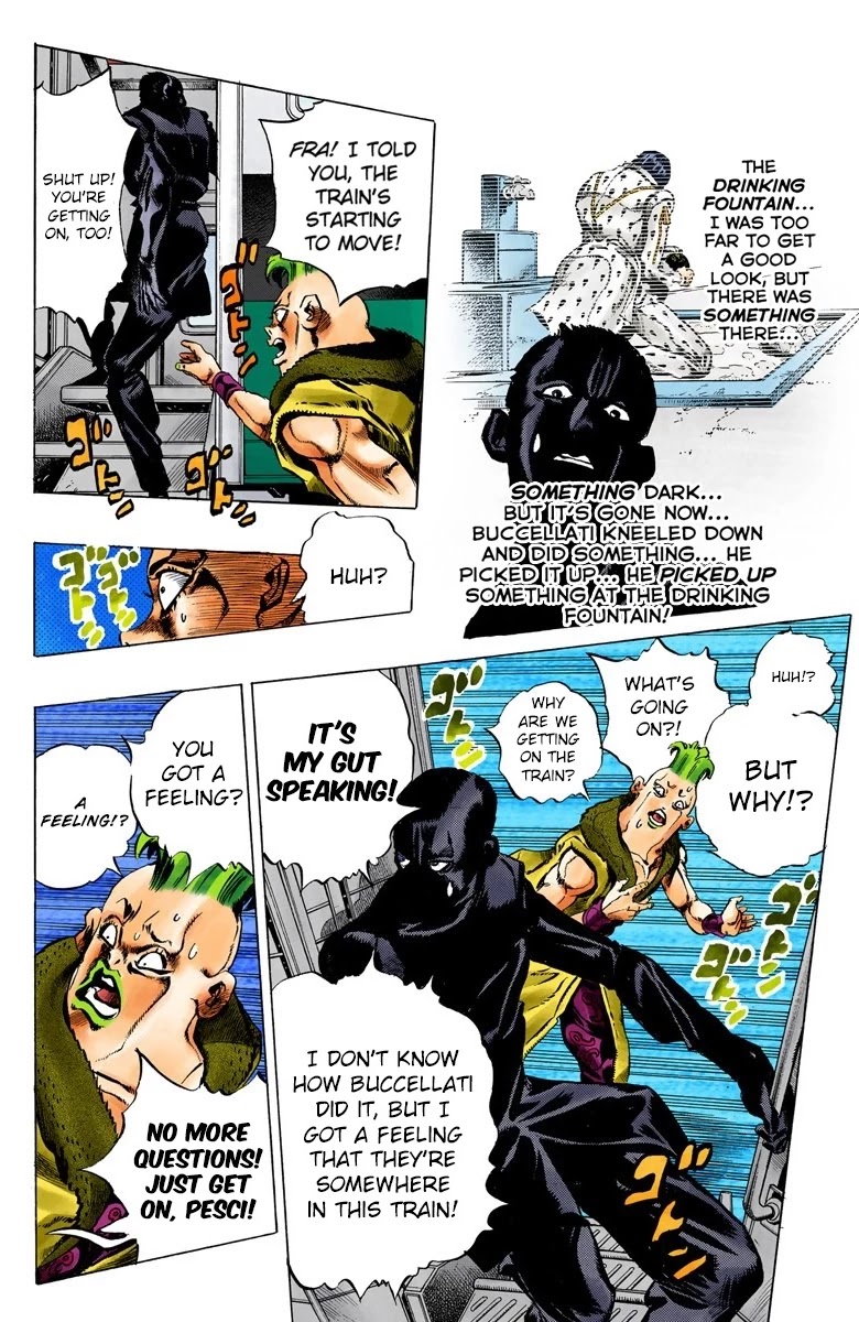 JoJo's Bizarre Adventure Part 5 - Vento Aureo (Official Colored) Chapter 48 page 12 - Chapter 48: The Firenze-Bound Super Express Part 2
