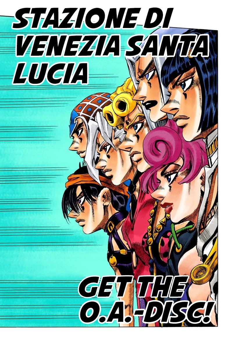 JoJo's Bizarre Adventure Part 5 - Vento Aureo (Official Colored) Chapter 69 page 2 - Chapter 69: Stazione di Venezia Santa Lucia - Get the OA-Disc!