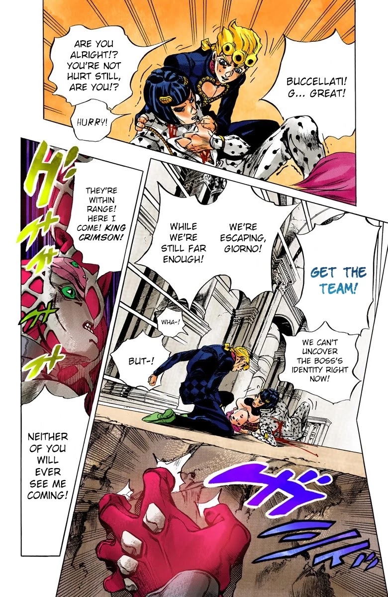 JoJo's Bizarre Adventure Part 5 - Vento Aureo (Official Colored) Chapter 83 page 9 - Chapter 83: The Mystery of King Crimson Part 5