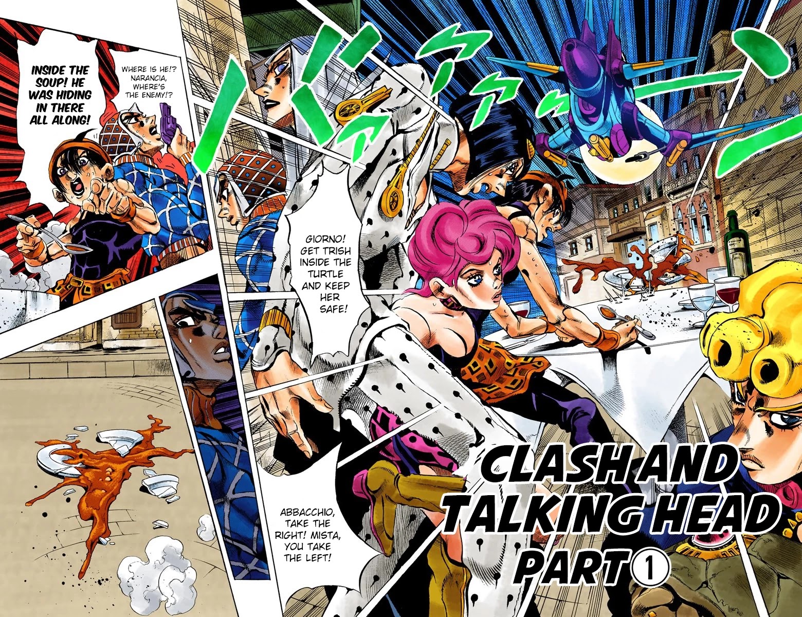 JoJo's Bizarre Adventure Part 5 - Vento Aureo (Official Colored) Chapter 86 page 3 - Chapter 86: Clash and Talking Head Part 1