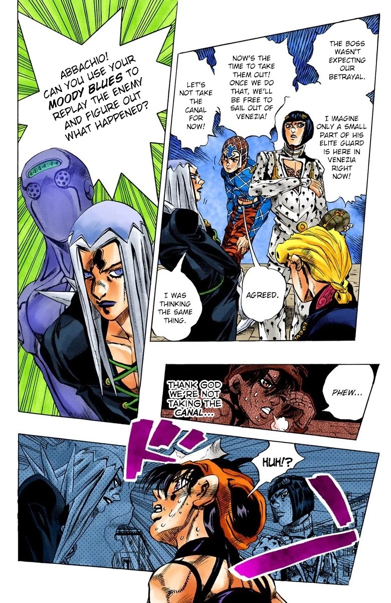 JoJo's Bizarre Adventure Part 5 - Vento Aureo (Official Colored) Chapter 87 page 12 - Chapter 87: Clash and Talking Head Part 2