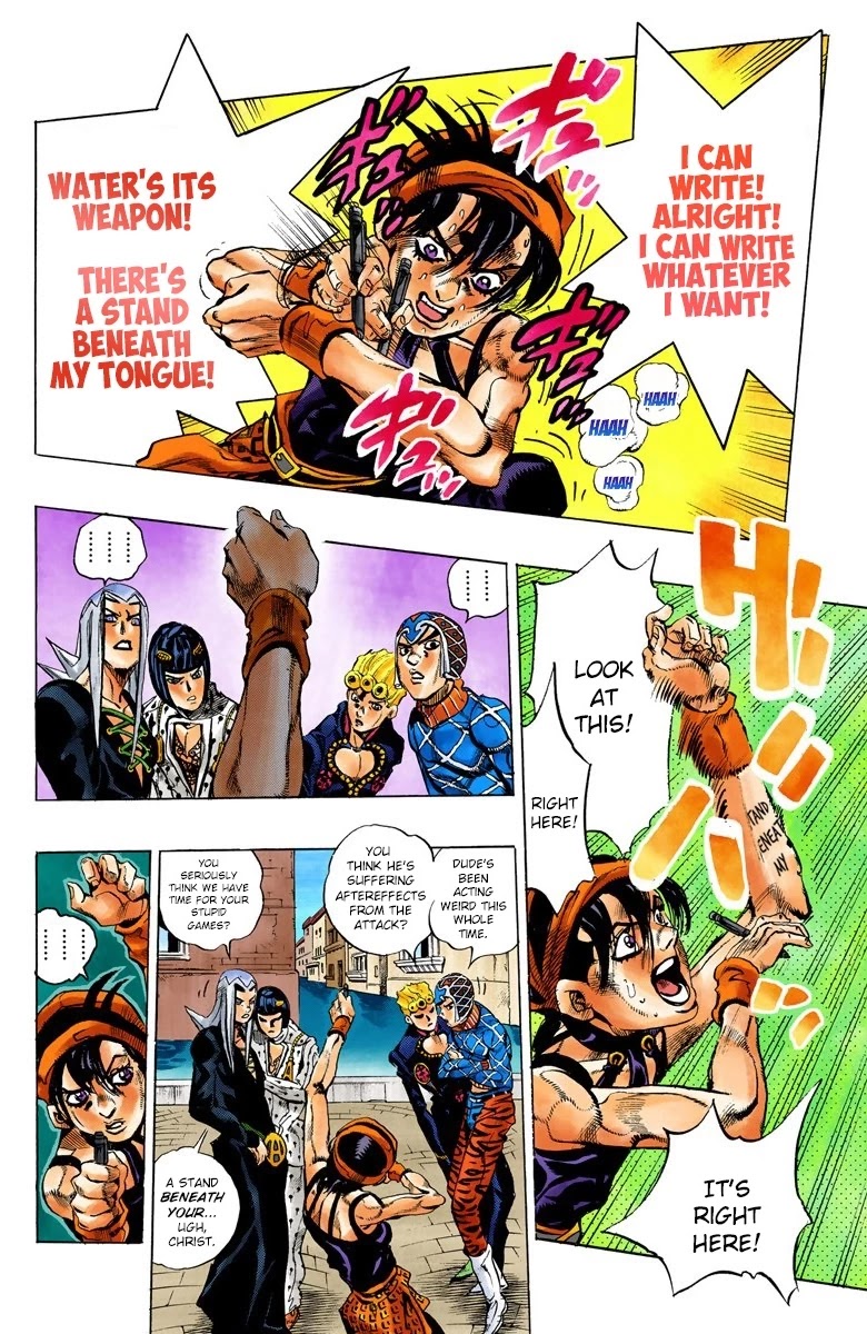 JoJo's Bizarre Adventure Part 5 - Vento Aureo (Official Colored) Chapter 87 page 14 - Chapter 87: Clash and Talking Head Part 2