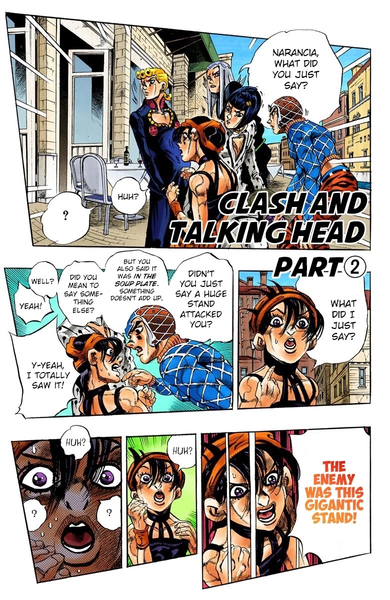 JoJo's Bizarre Adventure Part 5 - Vento Aureo (Official Colored) Chapter 87 page 2 - Chapter 87: Clash and Talking Head Part 2