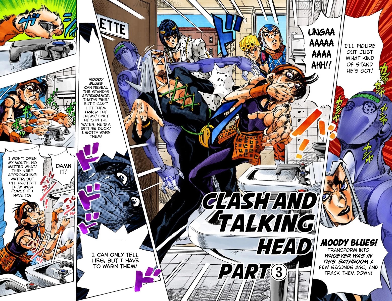 JoJo's Bizarre Adventure Part 5 - Vento Aureo (Official Colored) Chapter 88 page 4 - Chapter 88: Clash and Talking Head Part 3