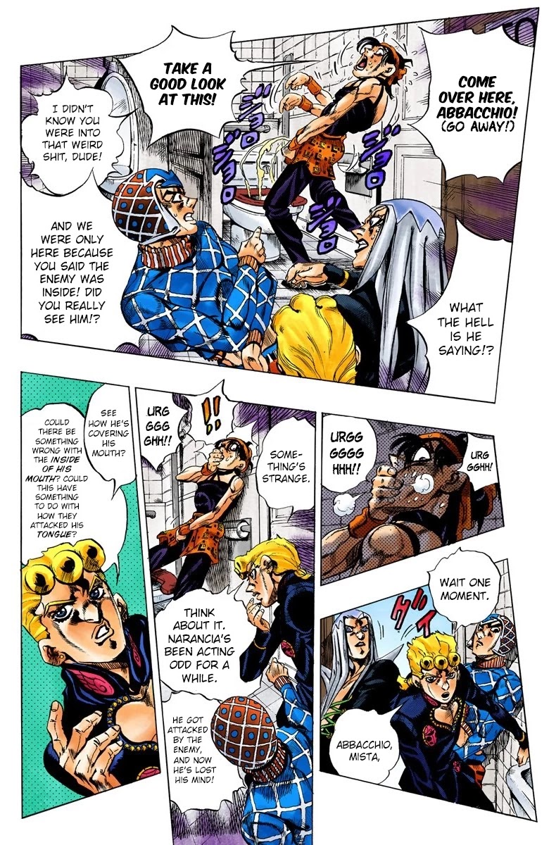 JoJo's Bizarre Adventure Part 5 - Vento Aureo (Official Colored) Chapter 88 page 7 - Chapter 88: Clash and Talking Head Part 3