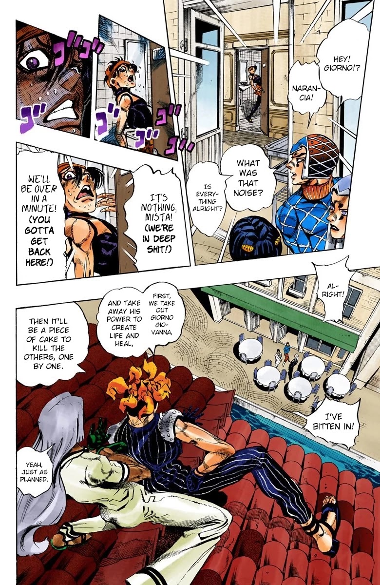 JoJo's Bizarre Adventure Part 5 - Vento Aureo (Official Colored) Chapter 89 page 4 - Chapter 89: Clash and Talking Head Part 4