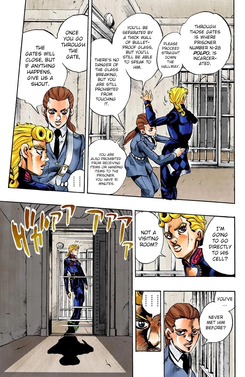 JoJo's Bizarre Adventure Part 5 - Vento Aureo (Official Colored) Chapter 9 page 10 - Chapter 9: Meet the Gangster Behind the Wall Part 1