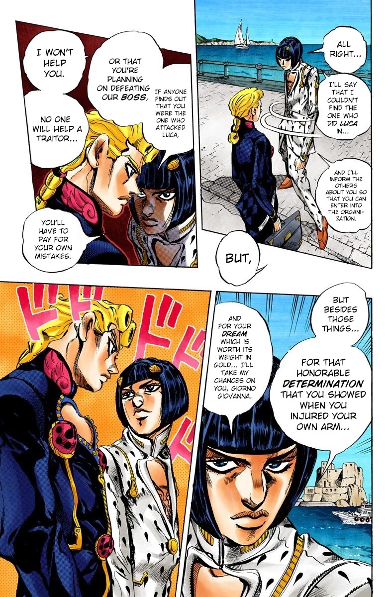 JoJo's Bizarre Adventure Part 5 - Vento Aureo (Official Colored) Chapter 9 page 4 - Chapter 9: Meet the Gangster Behind the Wall Part 1
