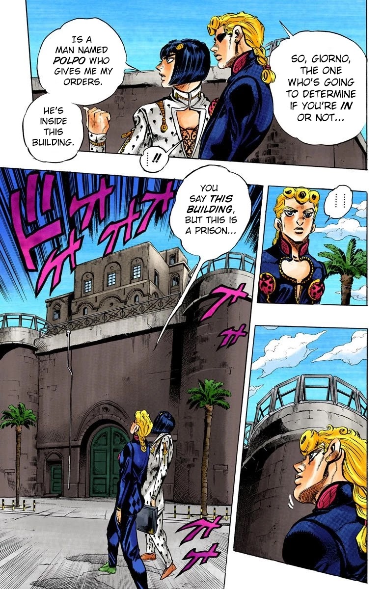 JoJo's Bizarre Adventure Part 5 - Vento Aureo (Official Colored) Chapter 9 page 6 - Chapter 9: Meet the Gangster Behind the Wall Part 1