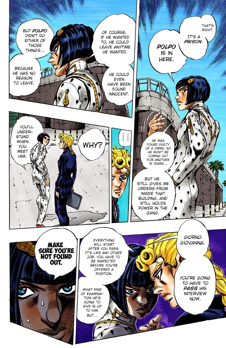 JoJo's Bizarre Adventure Part 5 - Vento Aureo (Official Colored) Chapter 9 page 7 - Chapter 9: Meet the Gangster Behind the Wall Part 1