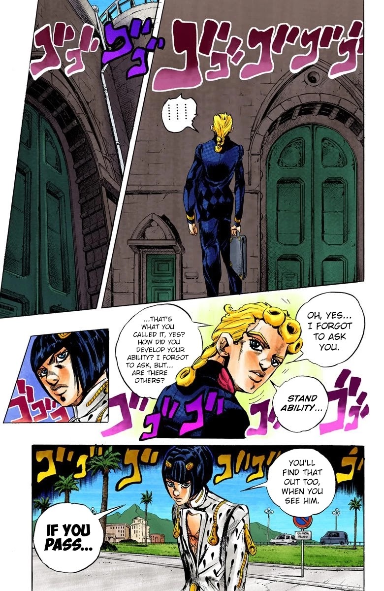 JoJo's Bizarre Adventure Part 5 - Vento Aureo (Official Colored) Chapter 9 page 8 - Chapter 9: Meet the Gangster Behind the Wall Part 1