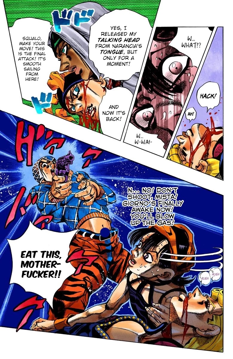 JoJo's Bizarre Adventure Part 5 - Vento Aureo (Official Colored) Chapter 90 page 16 - Chapter 90: Clash and Talking Head Part 5