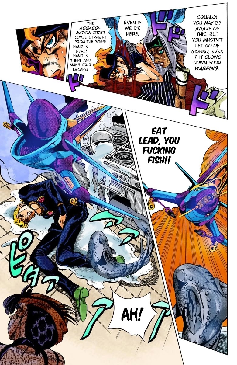 JoJo's Bizarre Adventure Part 5 - Vento Aureo (Official Colored) Chapter 90 page 9 - Chapter 90: Clash and Talking Head Part 5